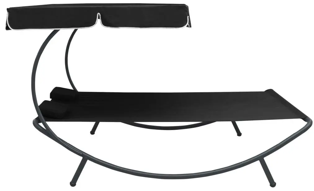 Sezlong cu copertina VidaXL 313521 (Black)