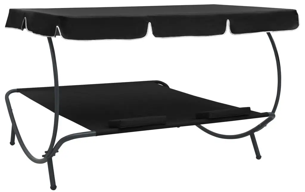 Sezlong cu copertina VidaXL 313521 (Black)