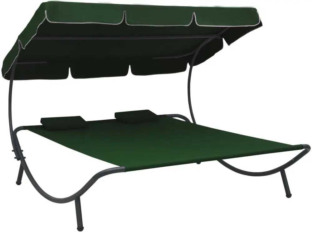 Șezlong cu copertină VidaXL 313522 (Green)