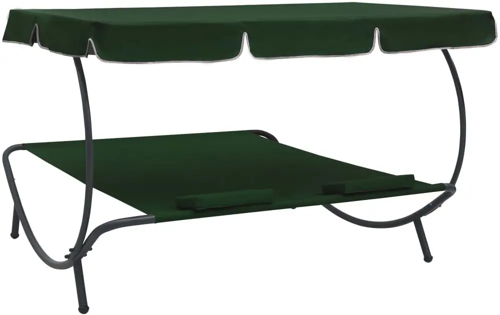 Șezlong cu copertină VidaXL 313522 (Green)