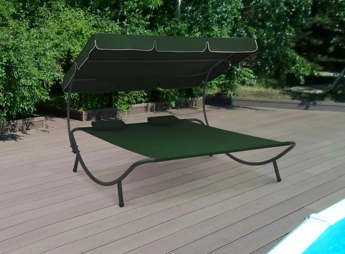 Șezlong cu copertină VidaXL 313522 (Green)