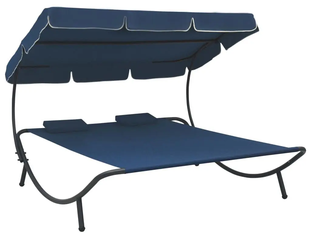 Sezlong cu copertina VidaXL 313523 (Blue)