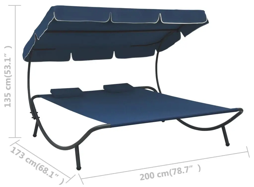 Sezlong cu copertina VidaXL 313523 (Blue)