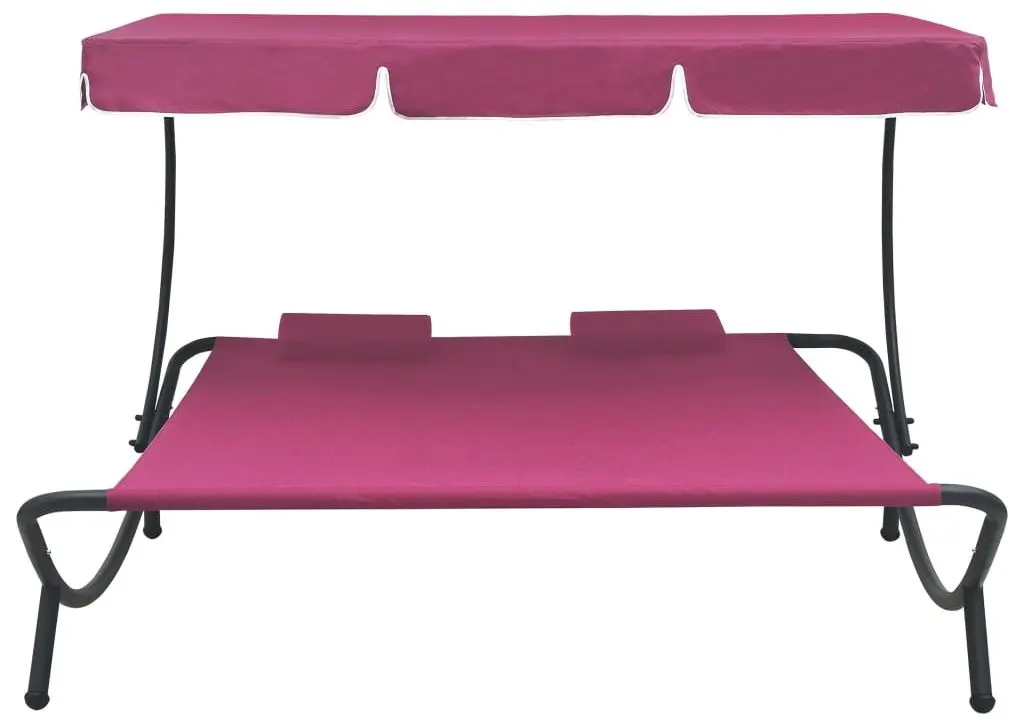Sezlong cu copertina VidaXL 313524 (Pink)