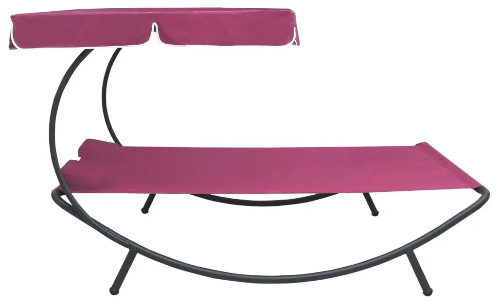 Sezlong cu copertina VidaXL 313524 (Pink)
