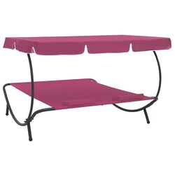 Sezlong cu copertina VidaXL 313524 (Pink) Thumb