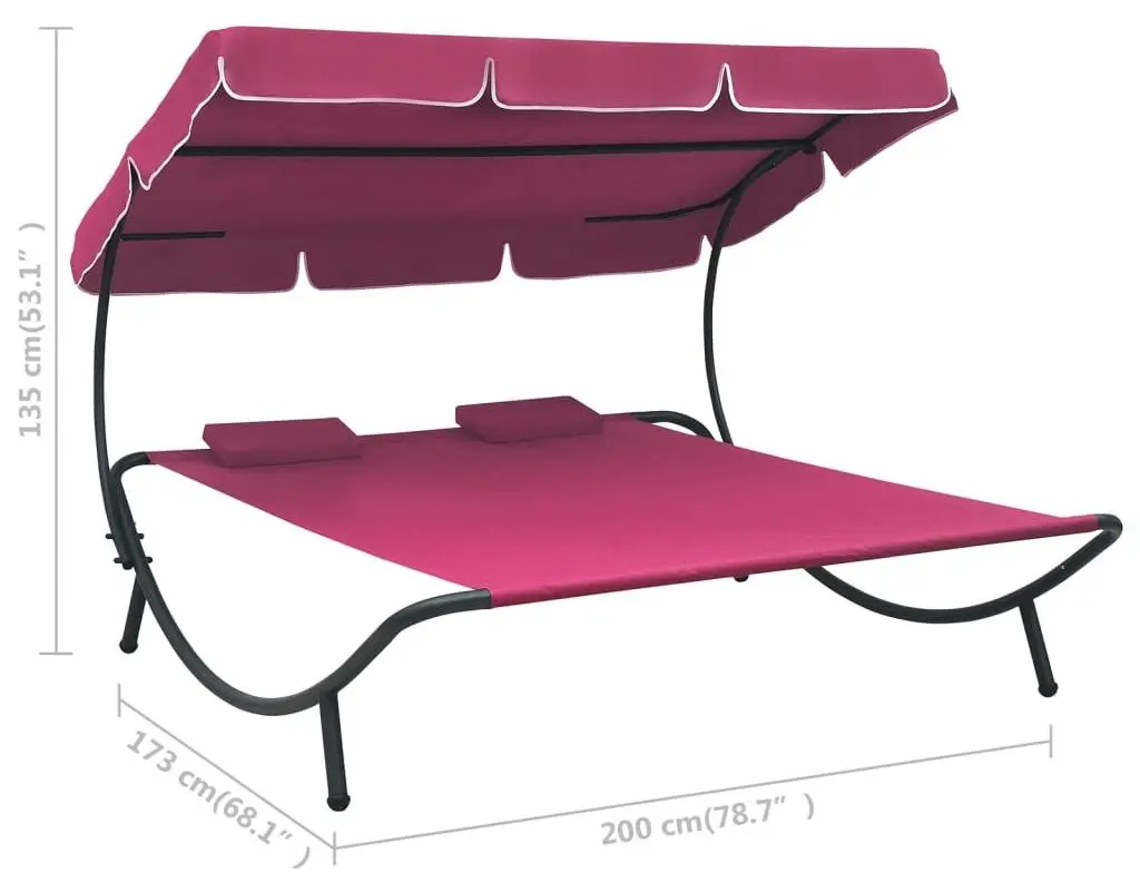 Sezlong cu copertina VidaXL 313524 (Pink)