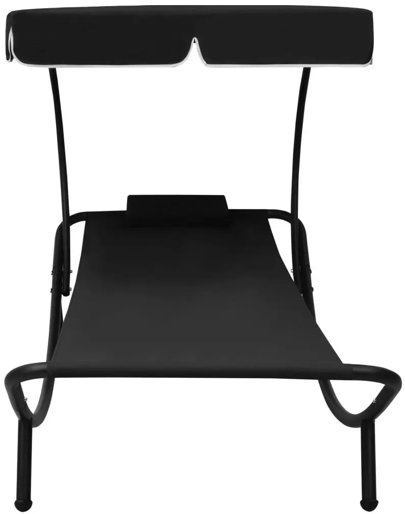 Sezlong cu copertina VidaXL 313533 (Black)