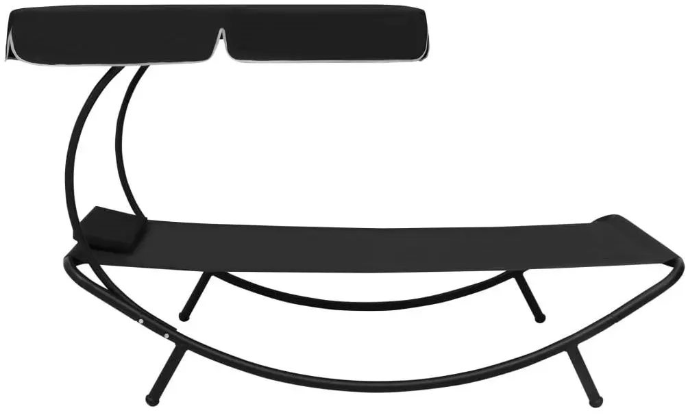 Sezlong cu copertina VidaXL 313533 (Black)