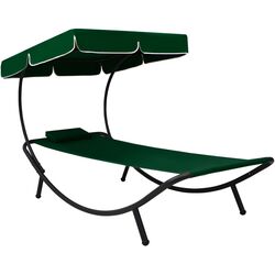 Șezlong cu copertină VidaXL 313534 (Green) Thumb