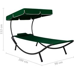 Șezlong cu copertină VidaXL 313534 (Green) Thumb