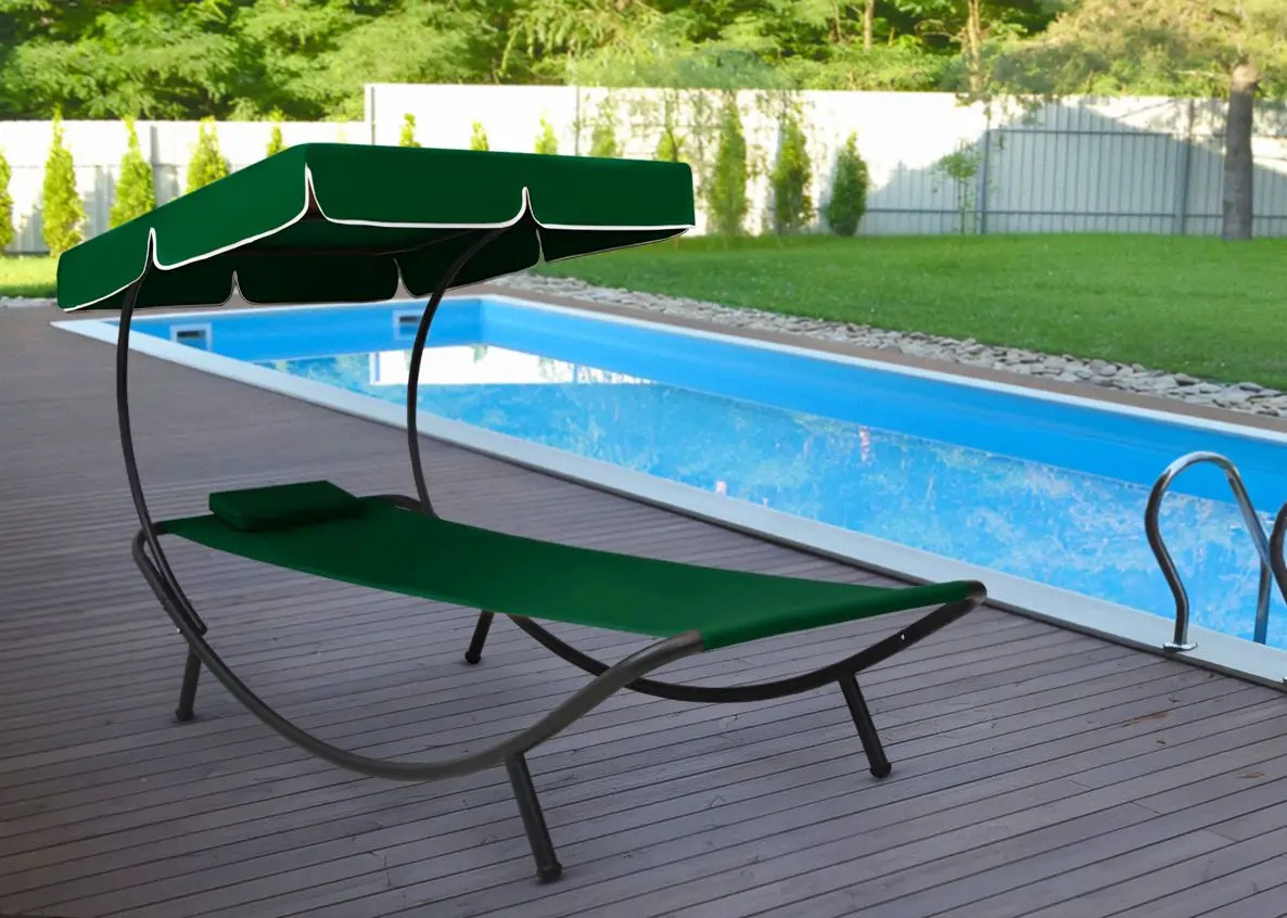 Șezlong cu copertină VidaXL 313534 (Green)