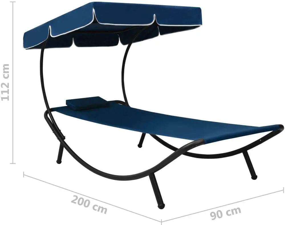 Sezlong cu copertina VidaXL 313535 (Blue)