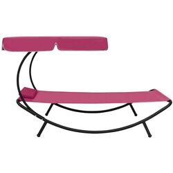 Sezlong cu copertina VidaXL 313536 (Pink) Thumb