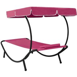 Sezlong cu copertina VidaXL 313536 (Pink) Thumb