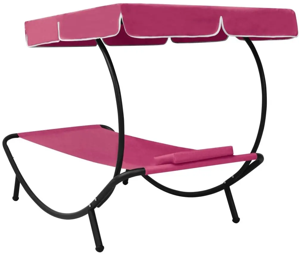 Sezlong cu copertina VidaXL 313536 (Pink)