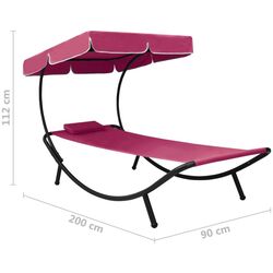 Sezlong cu copertina VidaXL 313536 (Pink) Thumb