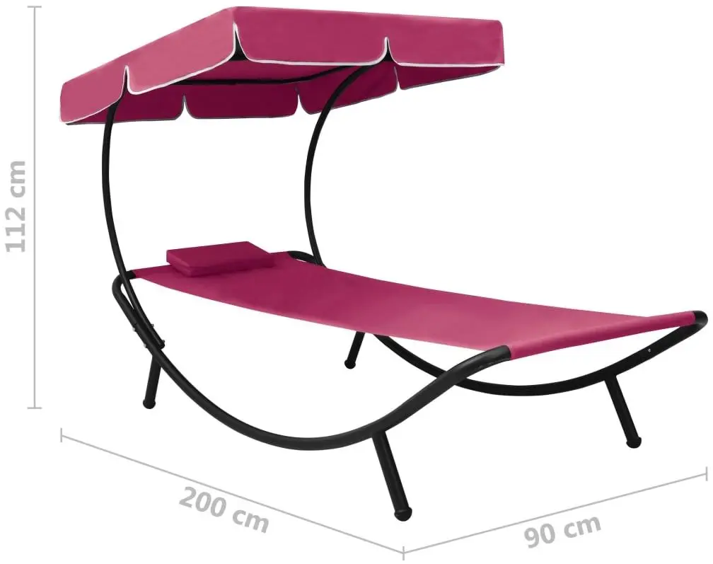 Sezlong cu copertina VidaXL 313536 (Pink)