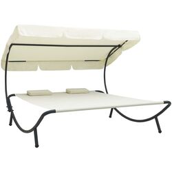 Șezlong cu copertină VidaXL 48068 (Cream) Thumb