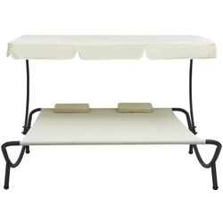 Șezlong cu copertină VidaXL 48068 (Cream) Thumb