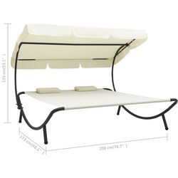 Șezlong cu copertină VidaXL 48068 (Cream) Thumb