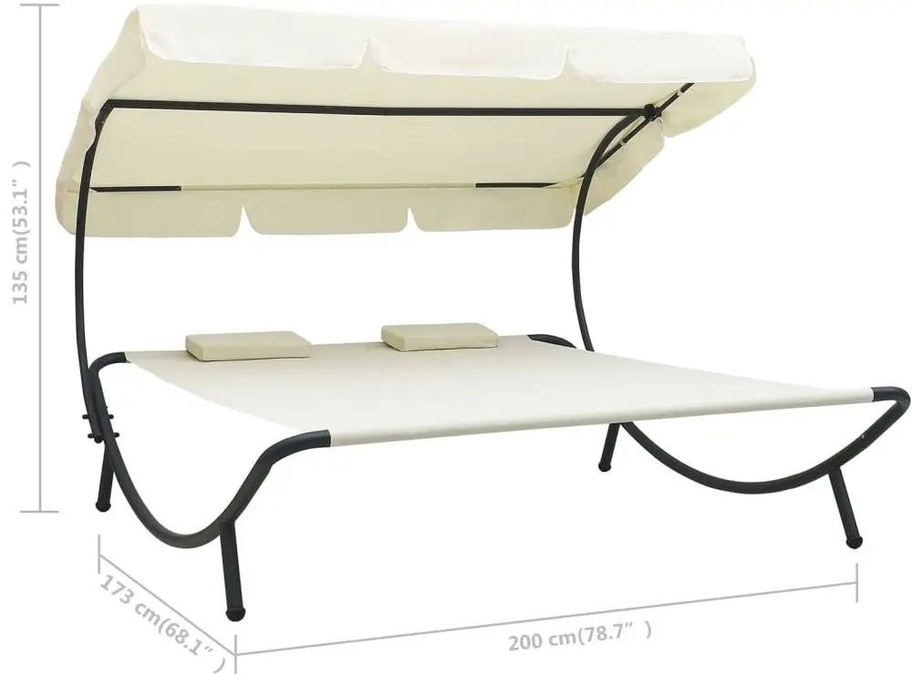 Șezlong cu copertină VidaXL 48068 (Cream)