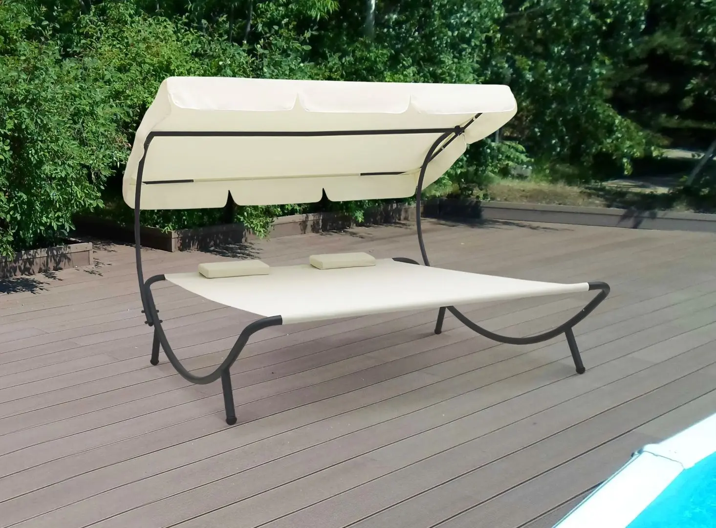 Șezlong cu copertină VidaXL 48068 (Cream)