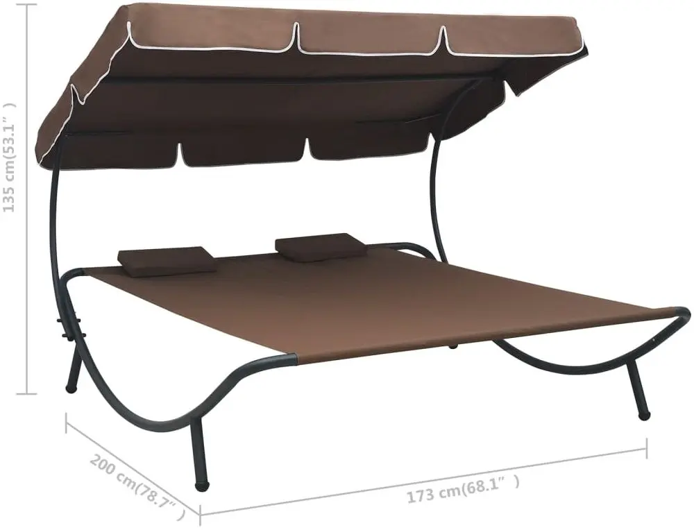 Șezlong cu copertină VidaXL 48069 (Brown)