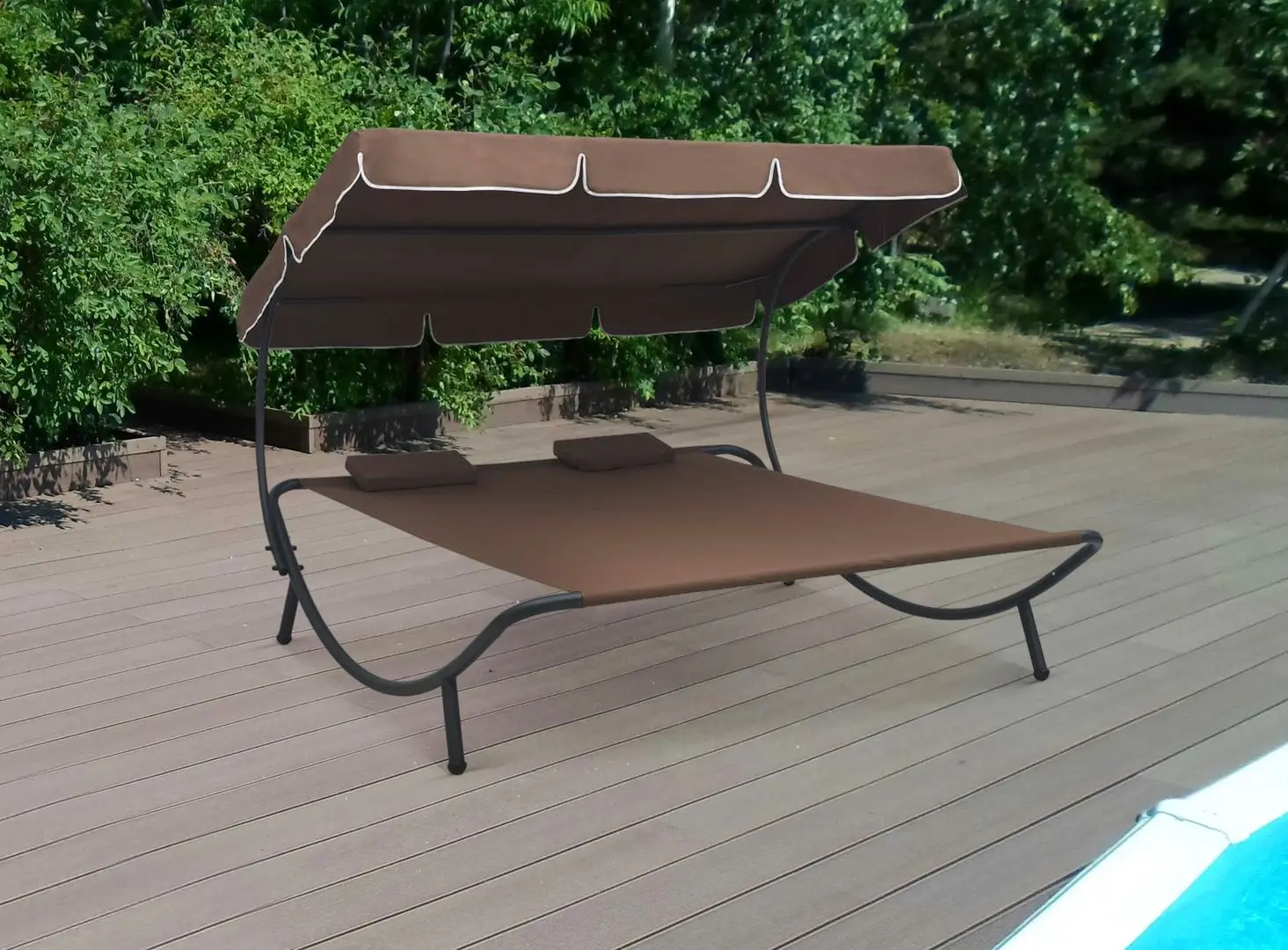 Șezlong cu copertină VidaXL 48069 (Brown)