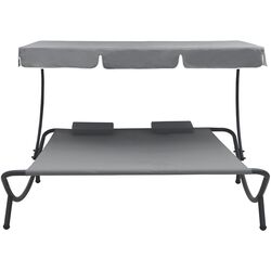 Șezlong cu copertină VidaXL 48070 (Grey) Thumb