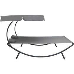 Șezlong cu copertină VidaXL 48070 (Grey) Thumb