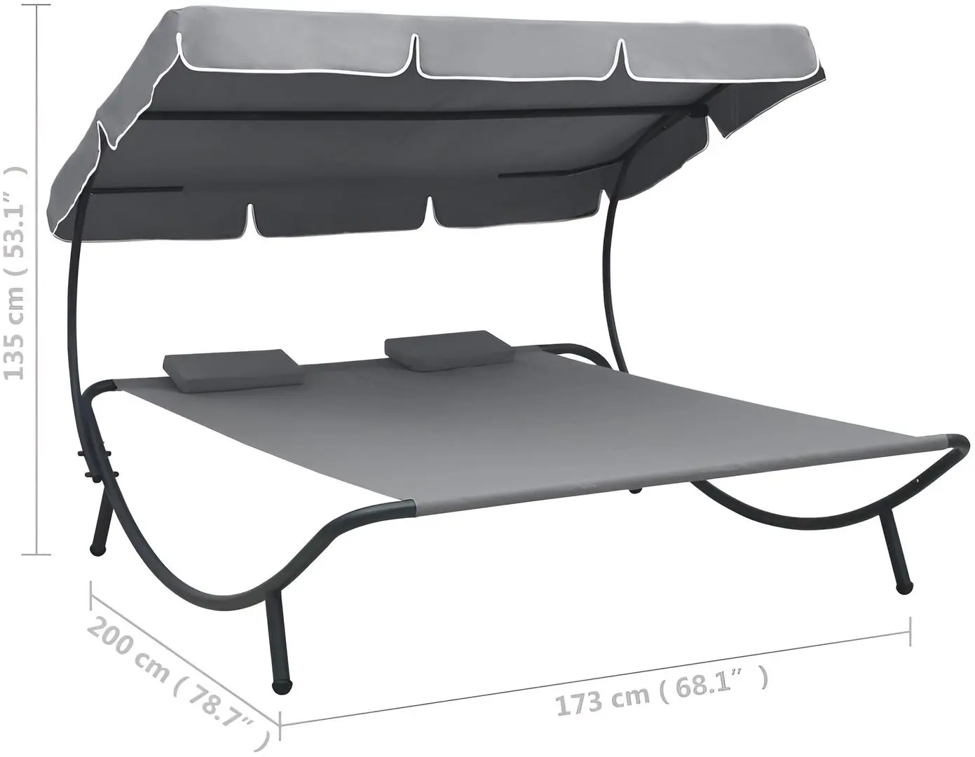 Șezlong cu copertină VidaXL 48070 (Grey)