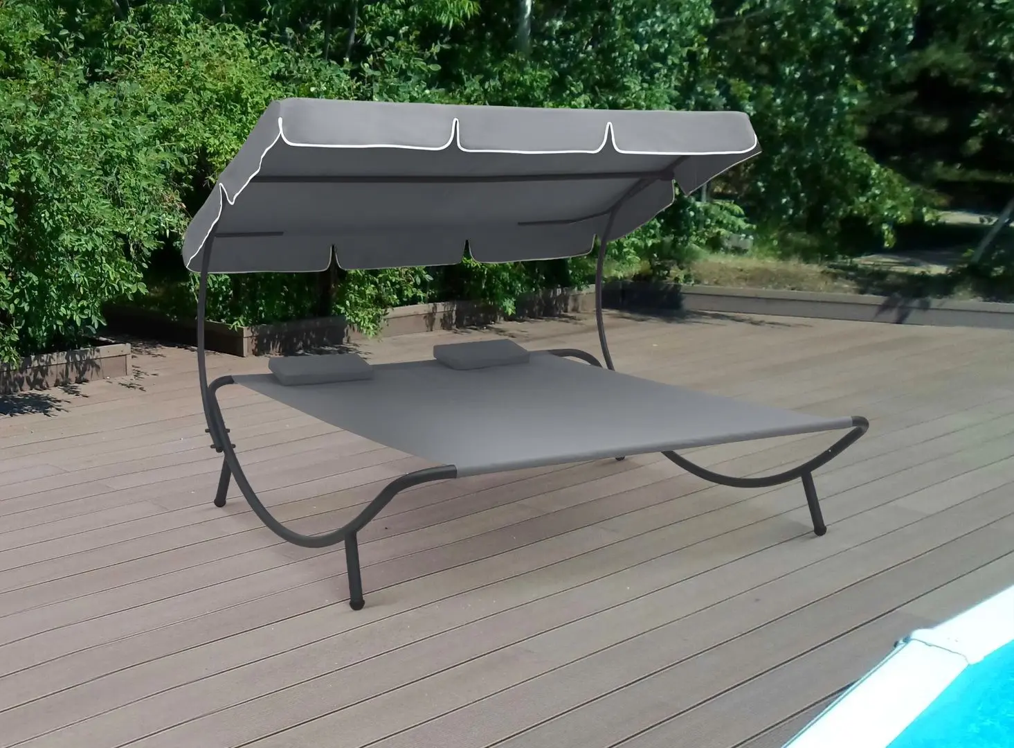 Șezlong cu copertină VidaXL 48070 (Grey)