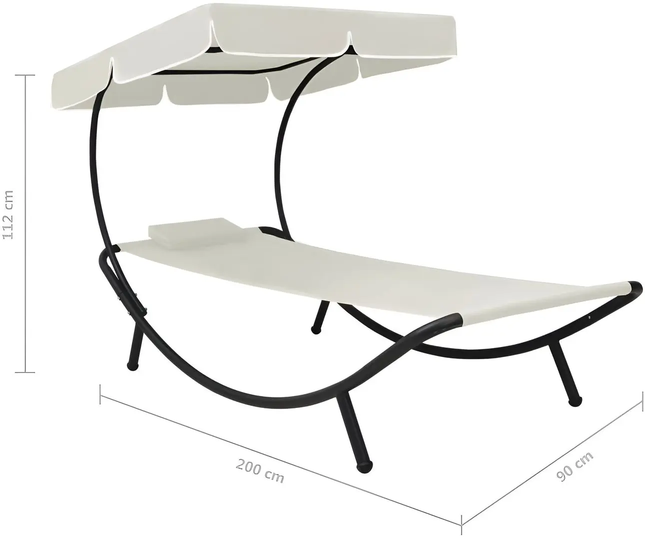 Șezlong cu copertină VidaXL 48077 (White)