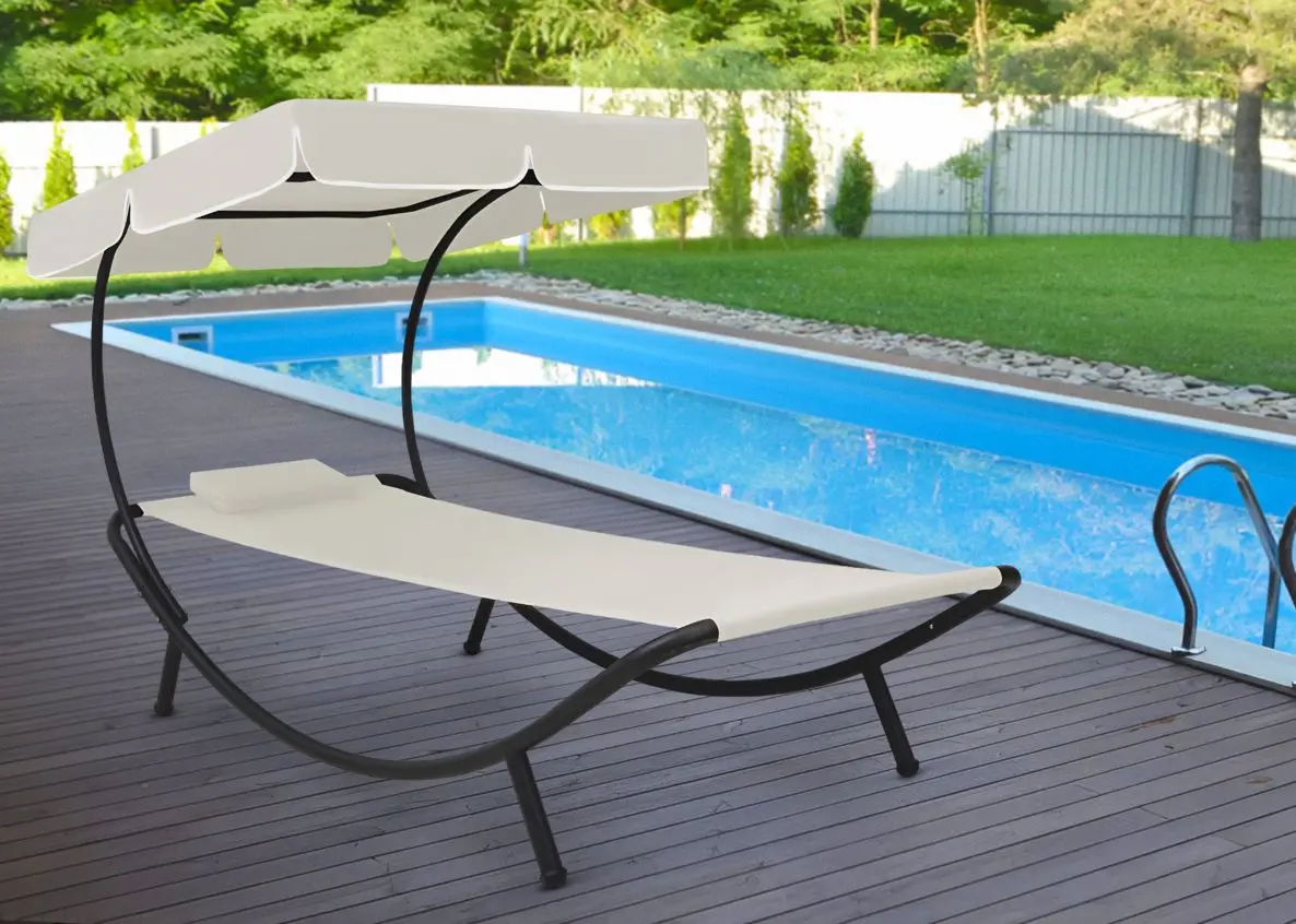 Șezlong cu copertină VidaXL 48077 (White)