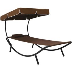 Șezlong cu copertină VidaXL 48078 (Brown) Thumb