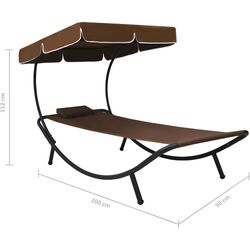 Șezlong cu copertină VidaXL 48078 (Brown) Thumb