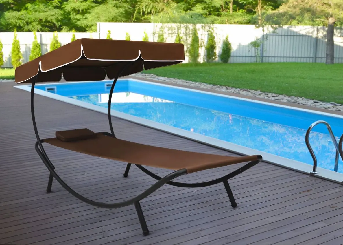 Șezlong cu copertină VidaXL 48078 (Brown)