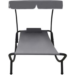 Șezlong cu copertină VidaXL 48079 (Grey) Thumb