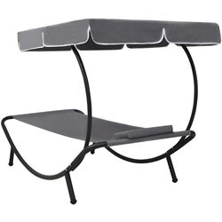 Șezlong cu copertină VidaXL 48079 (Grey) Thumb