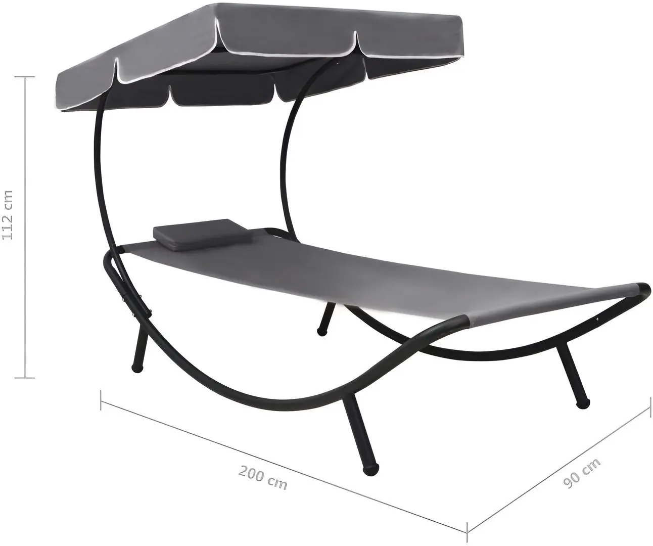 Șezlong cu copertină VidaXL 48079 (Grey)