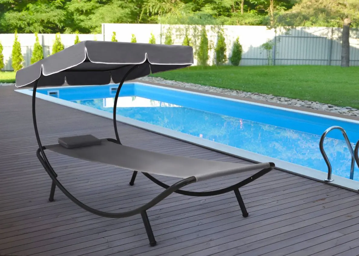 Șezlong cu copertină VidaXL 48079 (Grey)