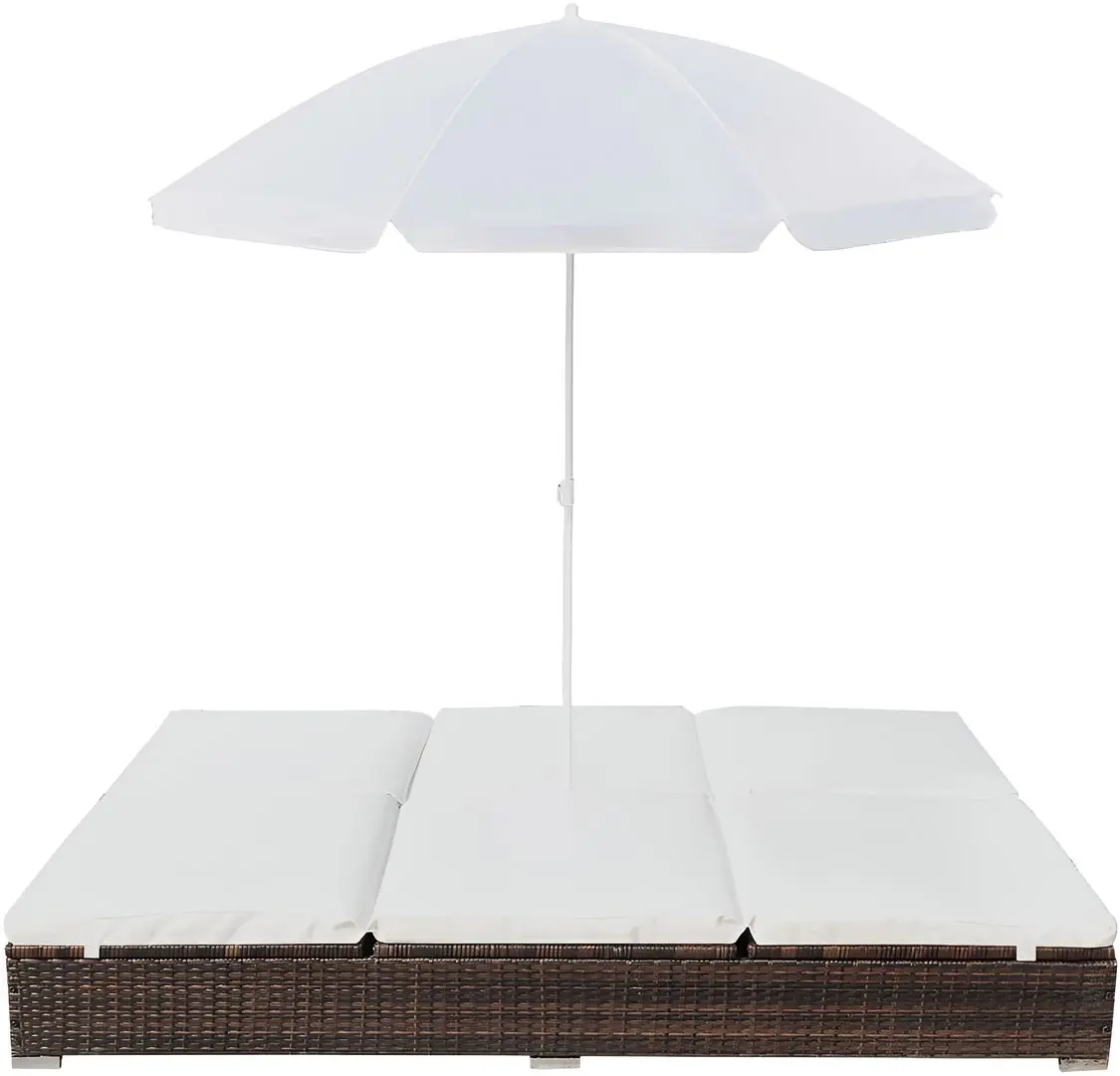 Шезлонг с зонтом VidaXL 42949 (White/Brown)
