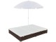 Șezlong cu umbrelă VidaXL 42949 (White/Brown)