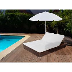 Șezlong cu umbrelă VidaXL 42949 (White/Brown)