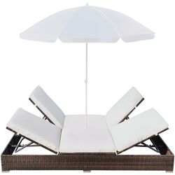 Шезлонг с зонтом VidaXL 42949 (White/Brown) Thumb