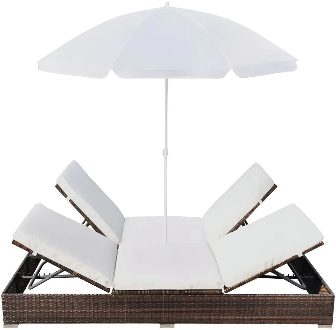 Шезлонг с зонтом VidaXL 42949 (White/Brown)