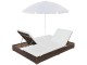 Șezlong cu umbrelă VidaXL 42949 (White/Brown)