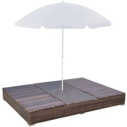 Шезлонг с зонтом VidaXL 42949 (White/Brown) Thumb