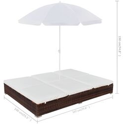 Шезлонг с зонтом VidaXL 42949 (White/Brown) Thumb
